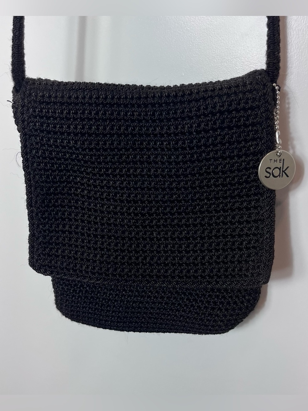 The‎ Sak Black Crochet Crossbody Bag Purse Night Out Cute Basic Goth Grunge
